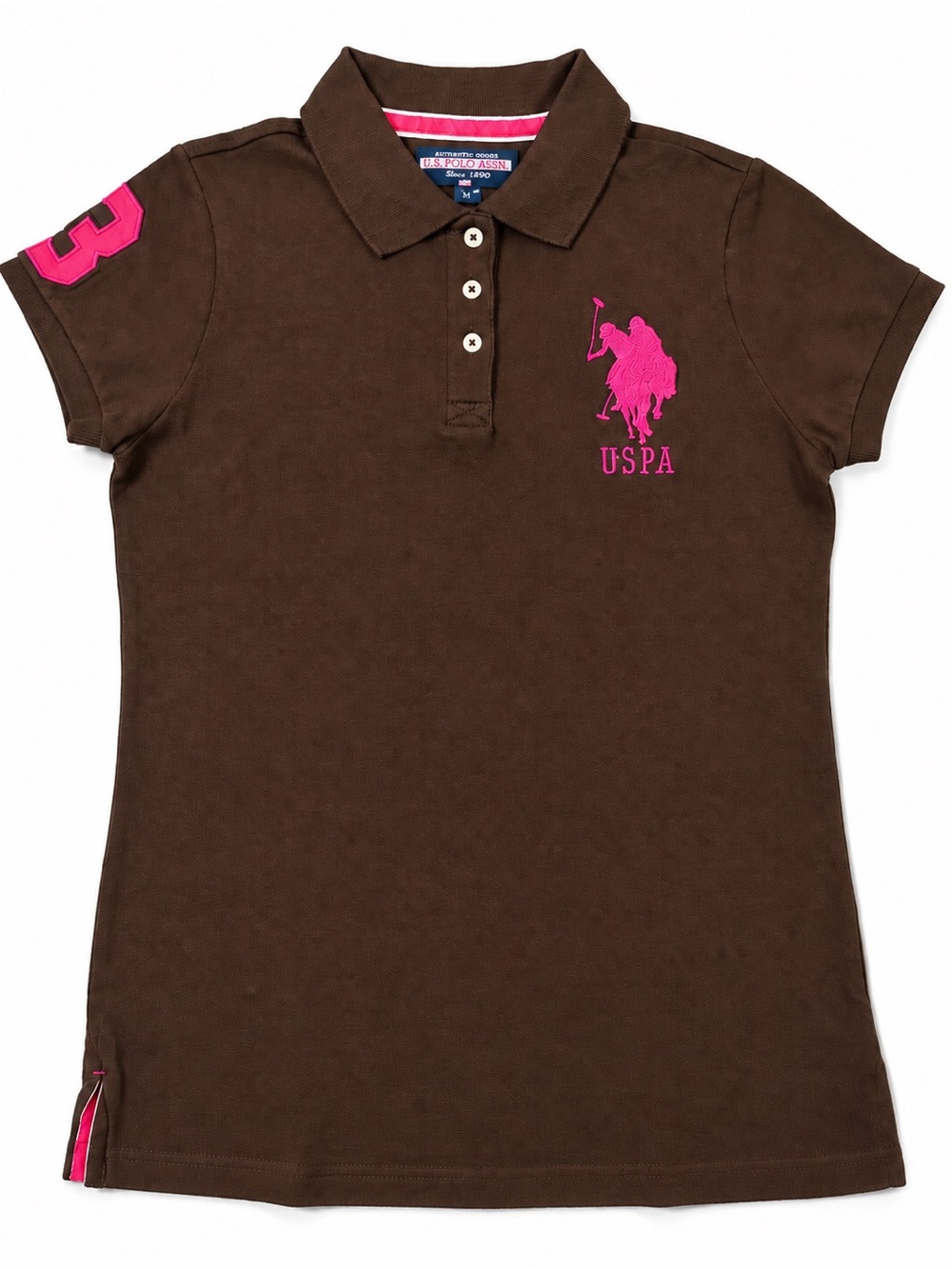 U.S. Polo Assn. Brown Polo with Pink Logo Accents vintage “new old stock”